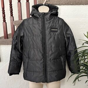 CALVIN KLEIN Boy’s Black Puffer Fleece Lined Jacket Size M EUC